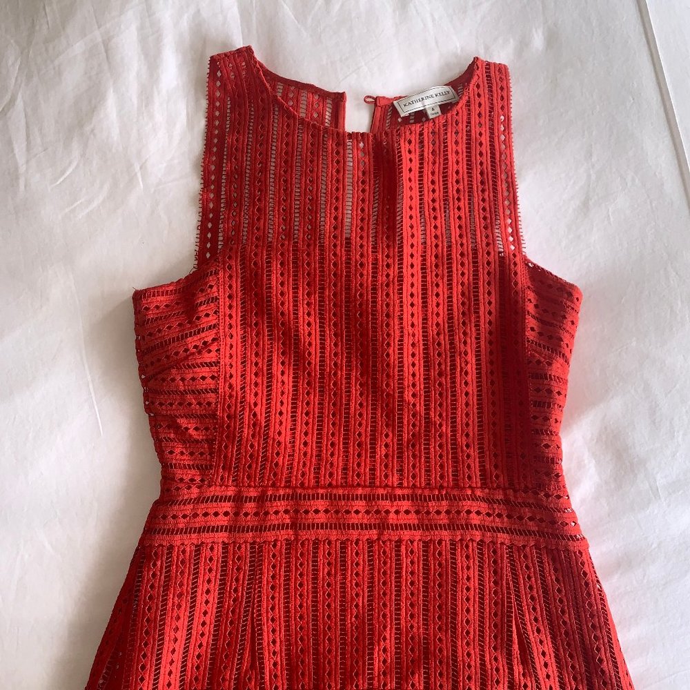 Red Katherine Kelly Lace Midi Dress - sz 4